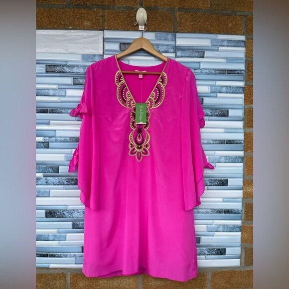 COPY - Lilly Pulitzer. Avila Stretch Silk Dress medium - Picture 3 of 15